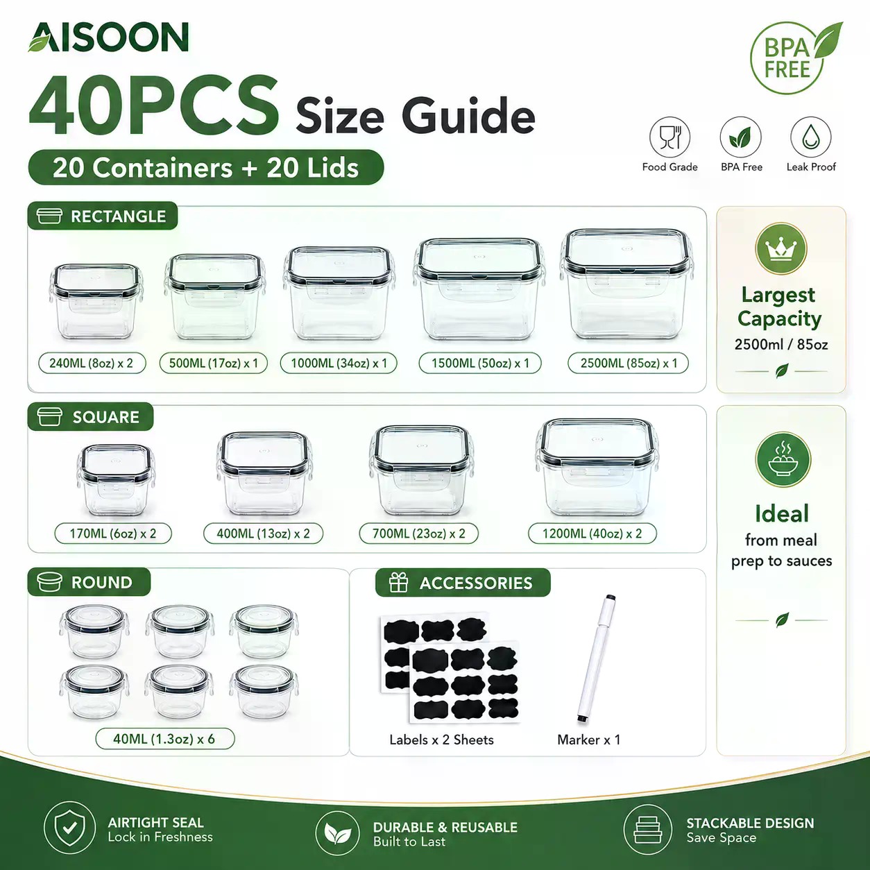 40 PCS Extra Large 85oz Silico - Meal Prep Kitchen review and price