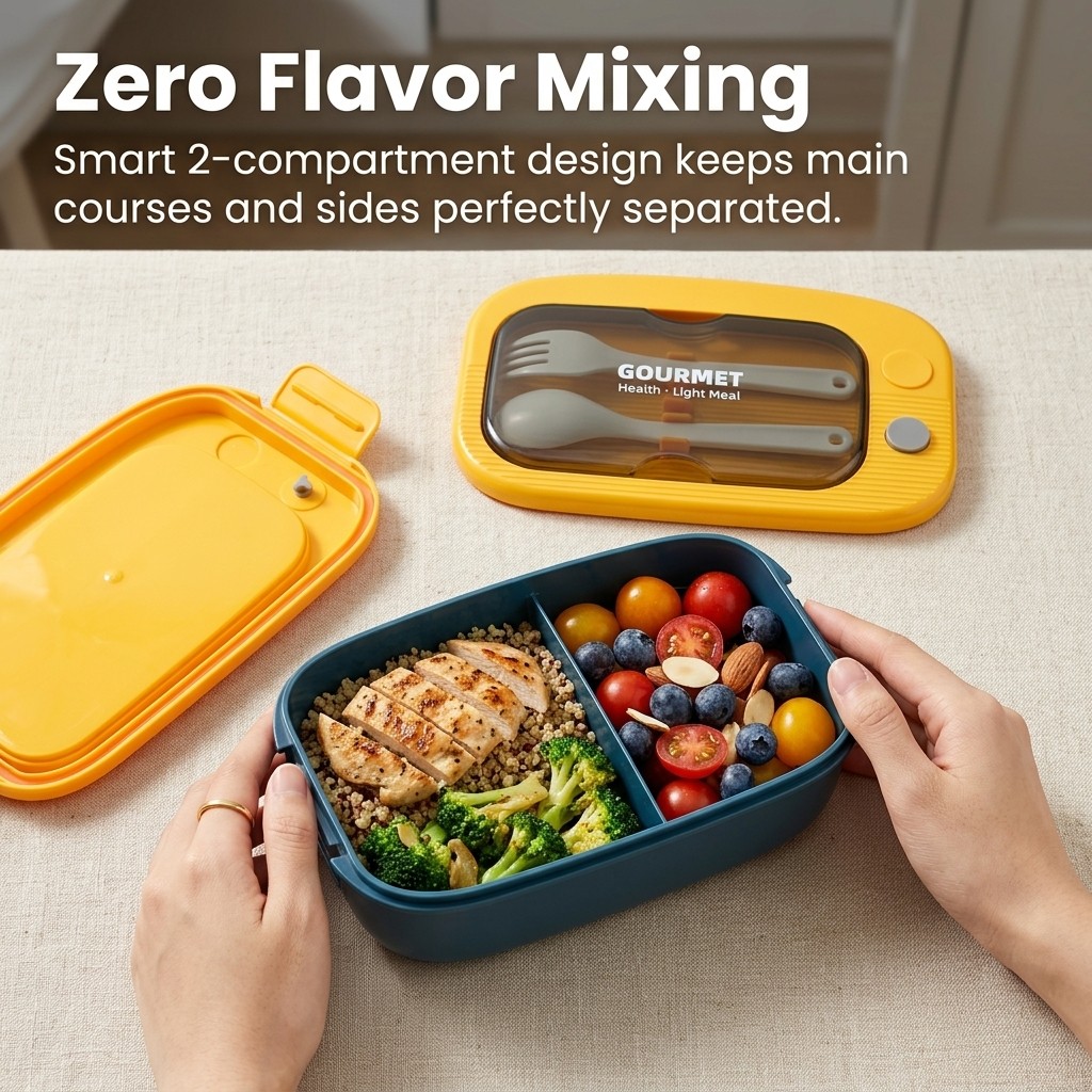 Plastic Bento Lunch Box 2 Comp - Meal Prep Or Prep Meal review and price