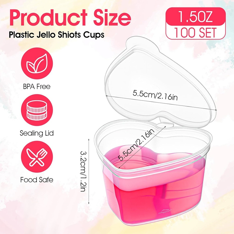 100 Sets 1.5 Oz Clear Heart Sh - Sauce Dipping Cup review and price