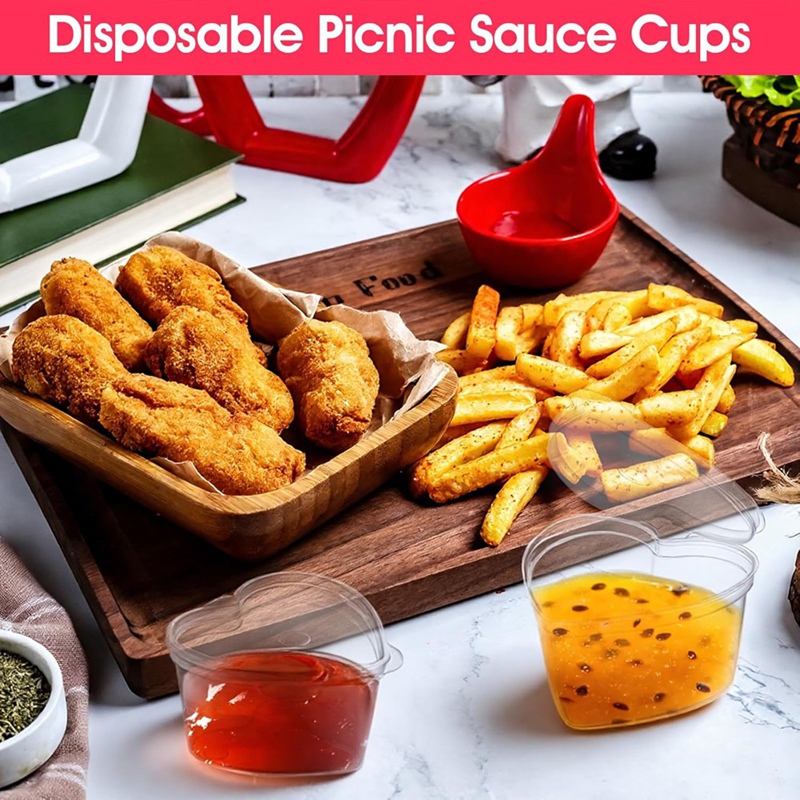 100 Sets 1.5 Oz Clear Heart Sh - Sauce Dipping Cup review and price