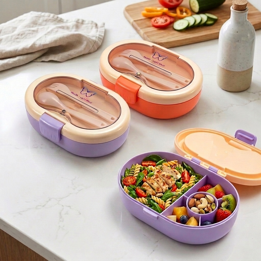 Plastic Bento Lunch Box with C - Meal Prep Or Prep Meal review and price