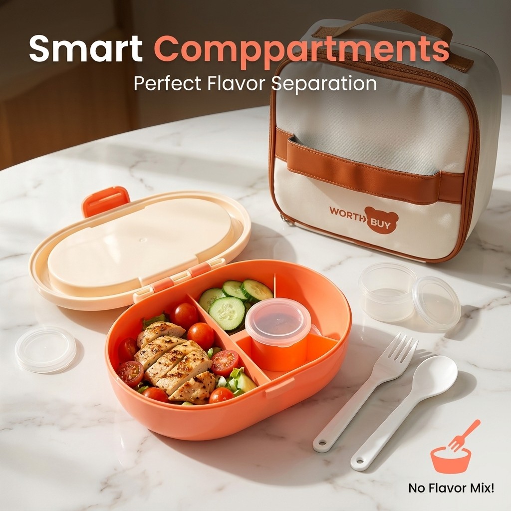 Plastic Bento Lunch Box with C - Meal Prep Or Prep Meal review and price